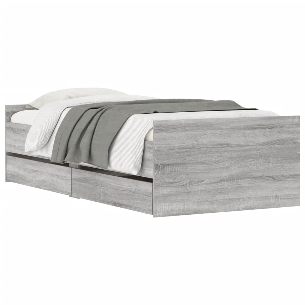 Giroletto con Cassetti-Struttura Letto con contenitore Grigio Sonoma 90x190 cm 314128