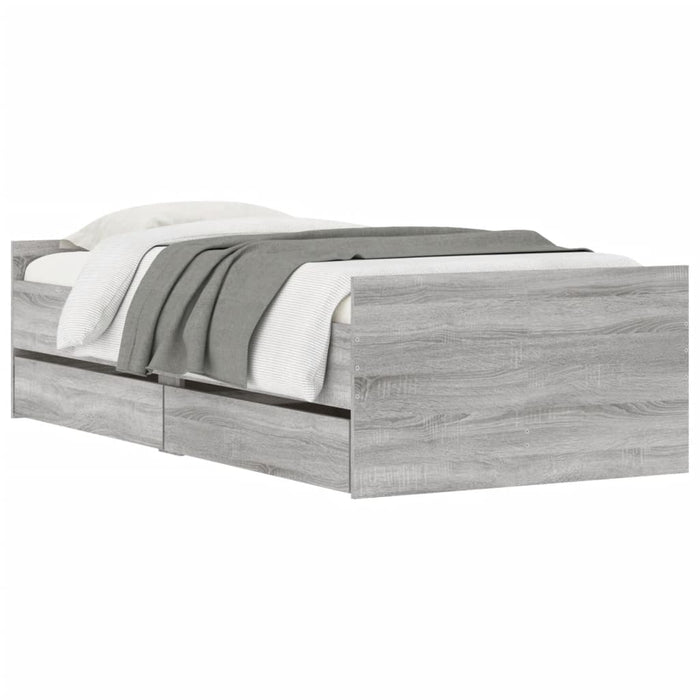 Giroletto con Cassetti-Struttura Letto con contenitore Grigio Sonoma 90x190 cm 314128
