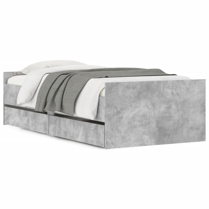 Giroletto con Cassetti-Struttura Letto con contenitore Grigio Cemento 75x190 cm Small Single 469709
