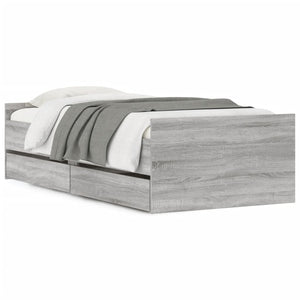 Giroletto con Cassetti-Struttura Letto con contenitore Grigio Sonoma 75x190 cm Small Single