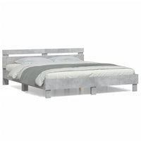 Giroletto Testiera-Struttura Letto Grigio Cemento 200x200 cm Legno Multistrato 140350