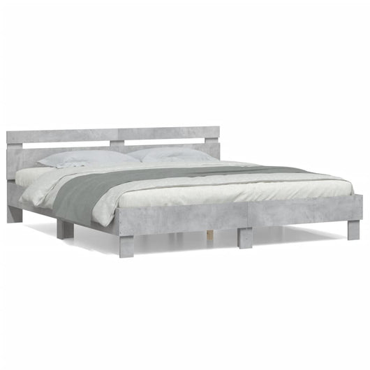Giroletto Testiera-Struttura Letto Grigio Cemento 200x200 cm Legno Multistrato 140350