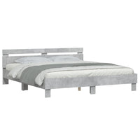 Giroletto Testiera-Struttura Letto Grigio Cemento 200x200 cm Legno Multistrato 140350