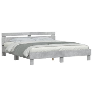 Giroletto Testiera-Struttura Letto Grigio Cemento 200x200 cm Legno Multistrato 140350