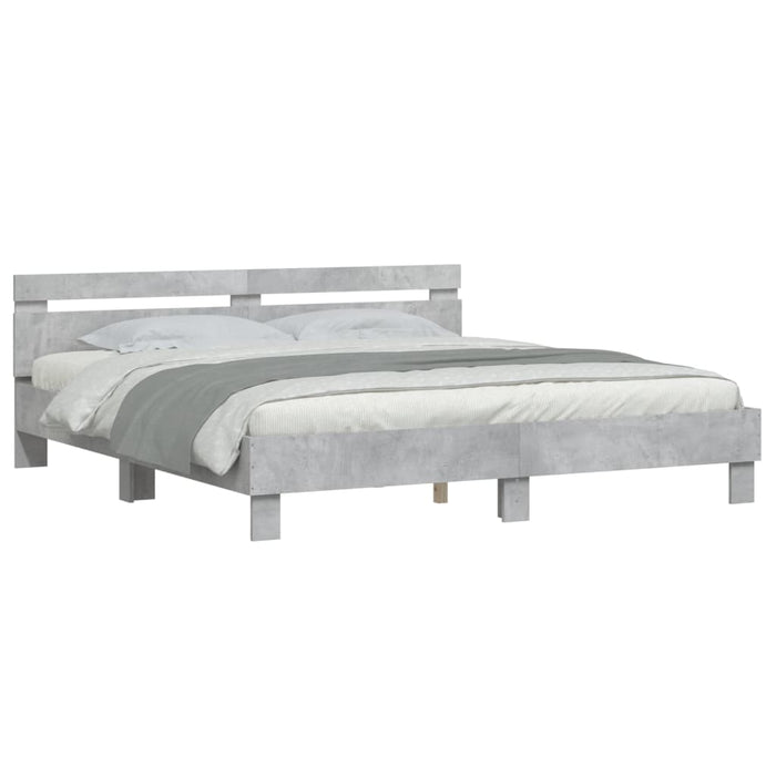 Giroletto Testiera-Struttura Letto Grigio Cemento 200x200 cm Legno Multistrato 140350