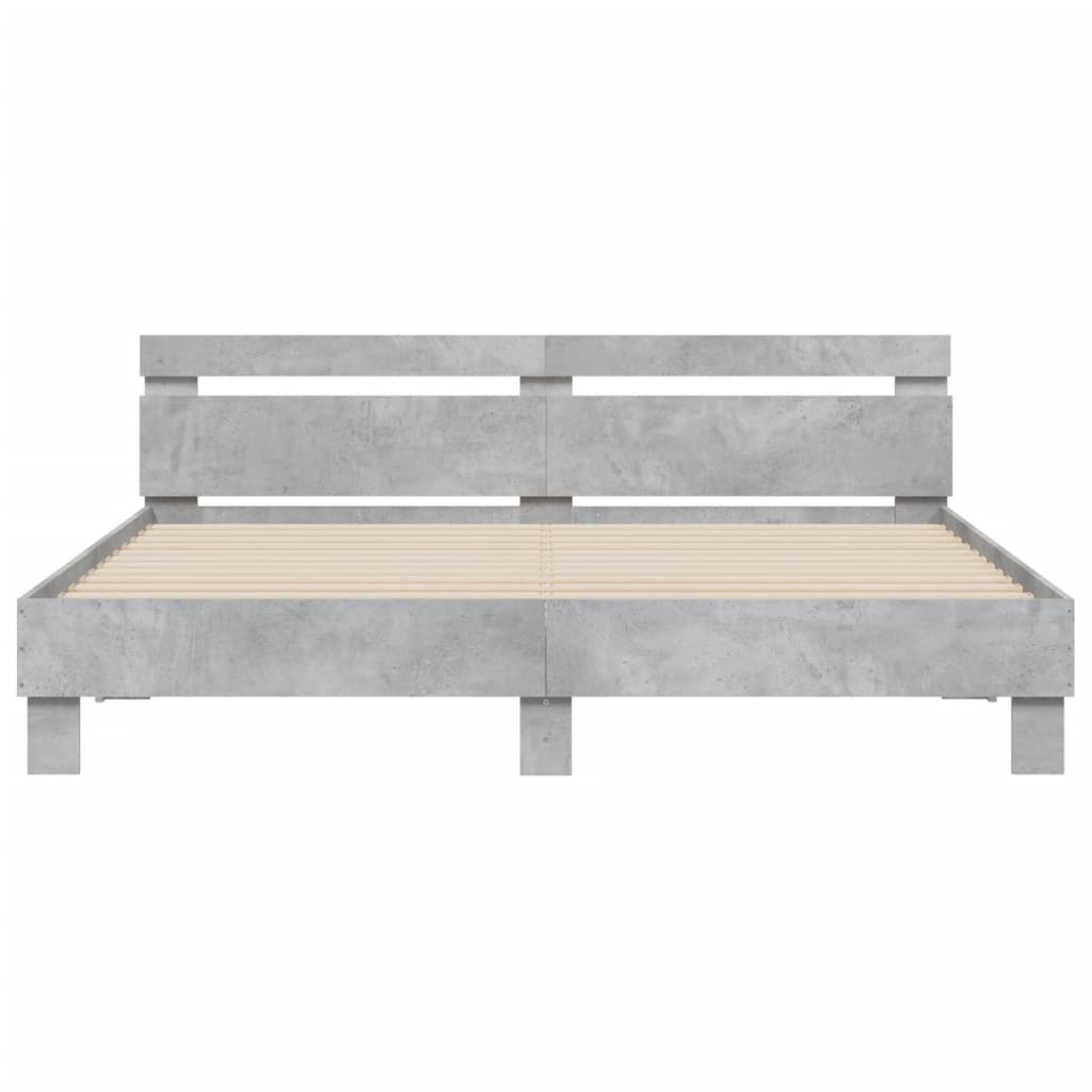 Giroletto Testiera-Struttura Letto Grigio Cemento 200x200 cm Legno Multistrato 140350