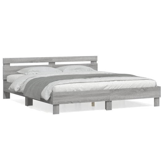 Giroletto Testiera-Struttura Letto Grigio Sonoma 180x200 cm Legno Multistrato 177788