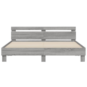 Giroletto Testiera-Struttura Letto Grigio Sonoma 180x200 cm Legno Multistrato 177788