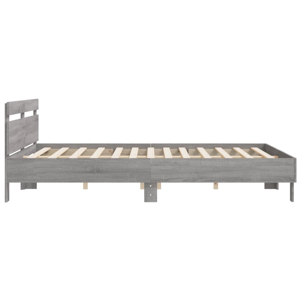 Giroletto Testiera-Struttura Letto Grigio Sonoma 160x200 cm Legno Multistrato 896918