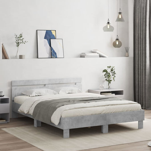 Giroletto Testiera-Struttura Letto Grigio Cemento 150x200 cm Legno Multistrato