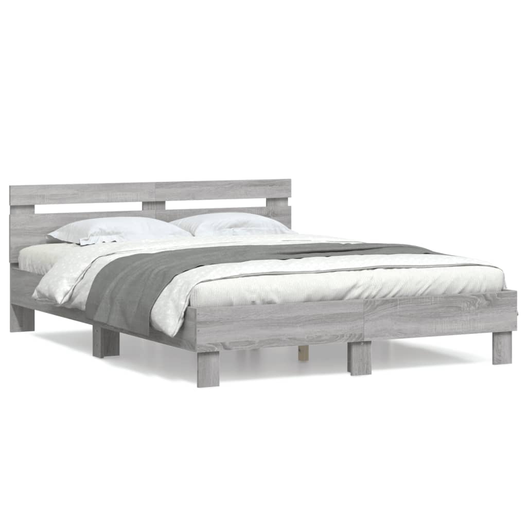Giroletto Testiera-Struttura Letto Grigio Sonoma 150x200 cm Legno Multistrato 189861