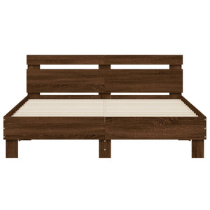 Giroletto Testiera-Struttura Letto Rovere Marrone 150x200 cm Legno Multistrato