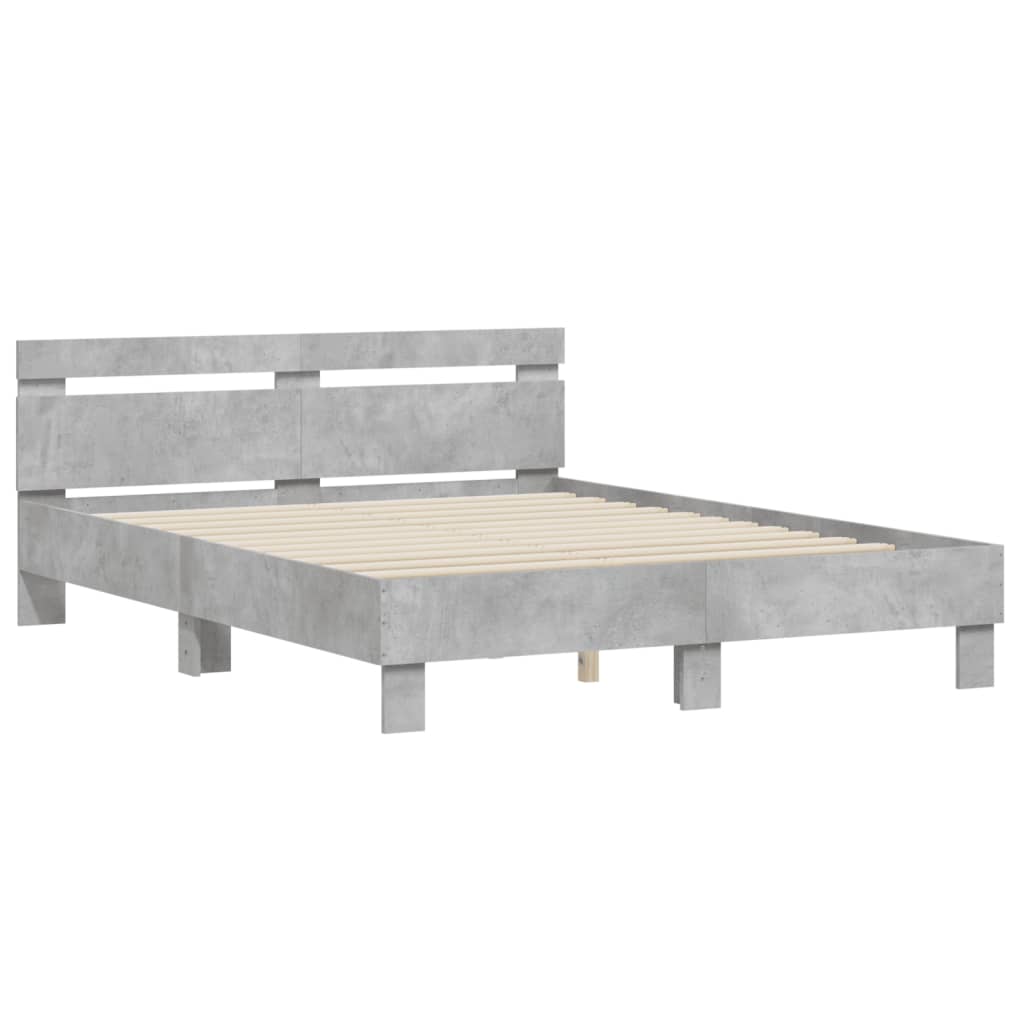 Giroletto Testiera-Struttura Letto Grigio Cemento 140x200 cm Legno Multistrato 401526