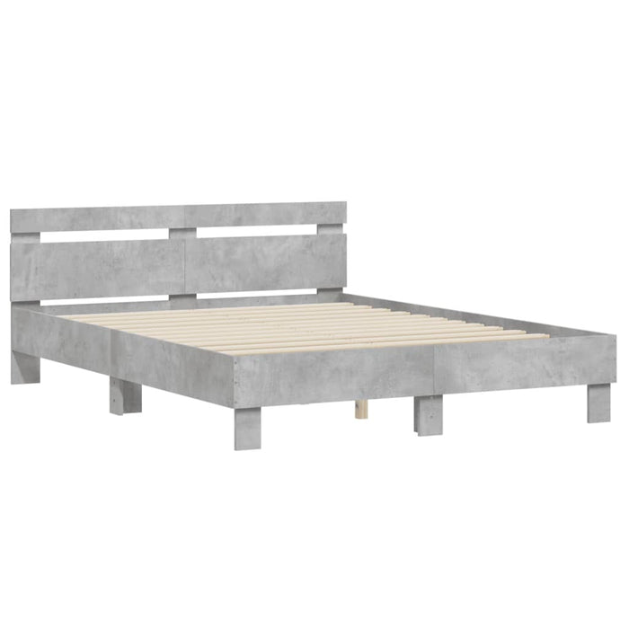 Giroletto Testiera-Struttura Letto Grigio Cemento 140x200 cm Legno Multistrato 401526