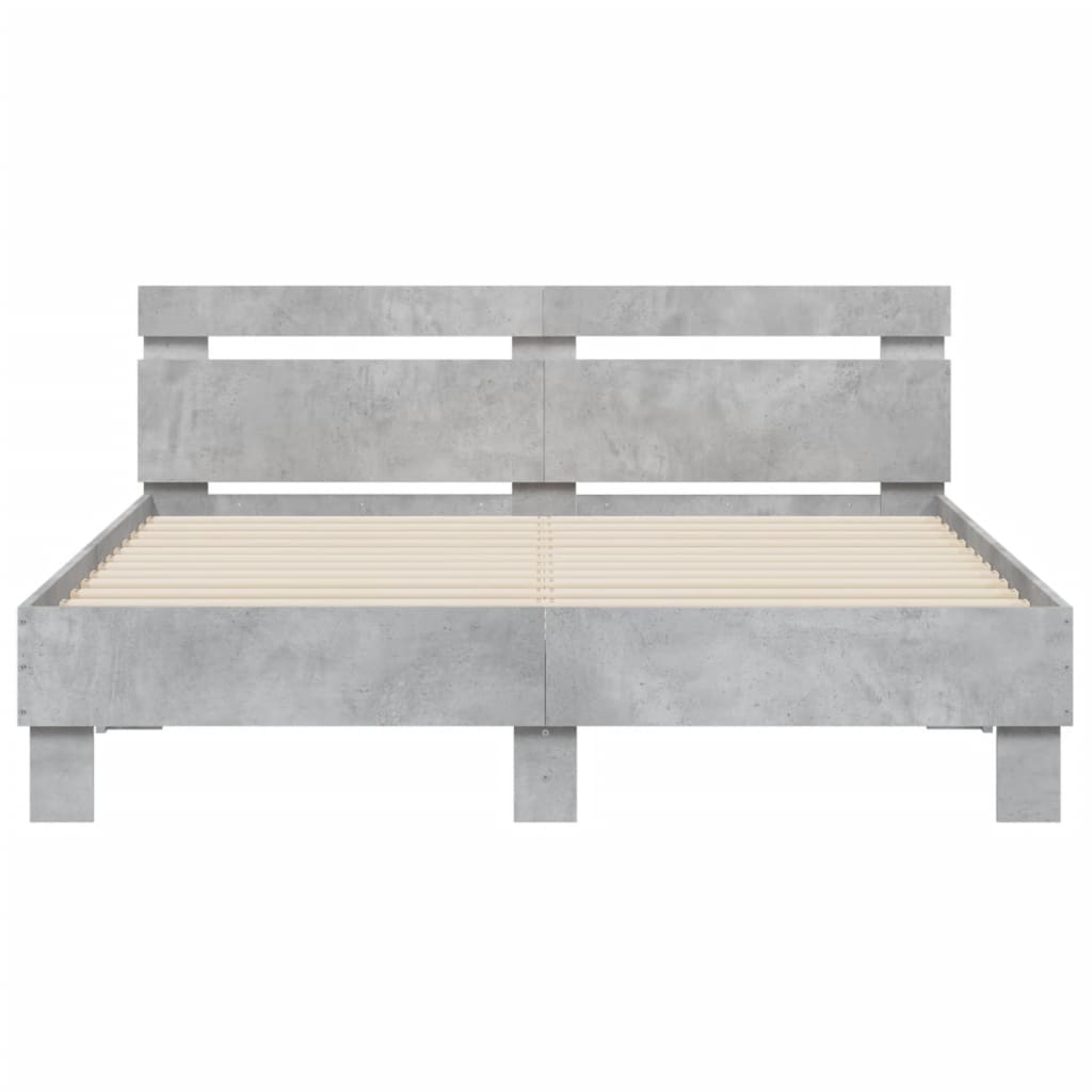 Giroletto Testiera-Struttura Letto Grigio Cemento 140x200 cm Legno Multistrato 401526