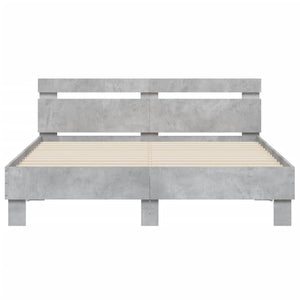 Giroletto Testiera-Struttura Letto Grigio Cemento 140x200 cm Legno Multistrato 401526