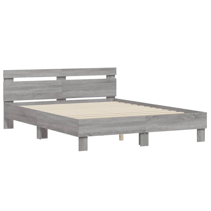 Giroletto Testiera-Struttura Letto Grigio Sonoma 140x200 cm Legno Multistrato 348050
