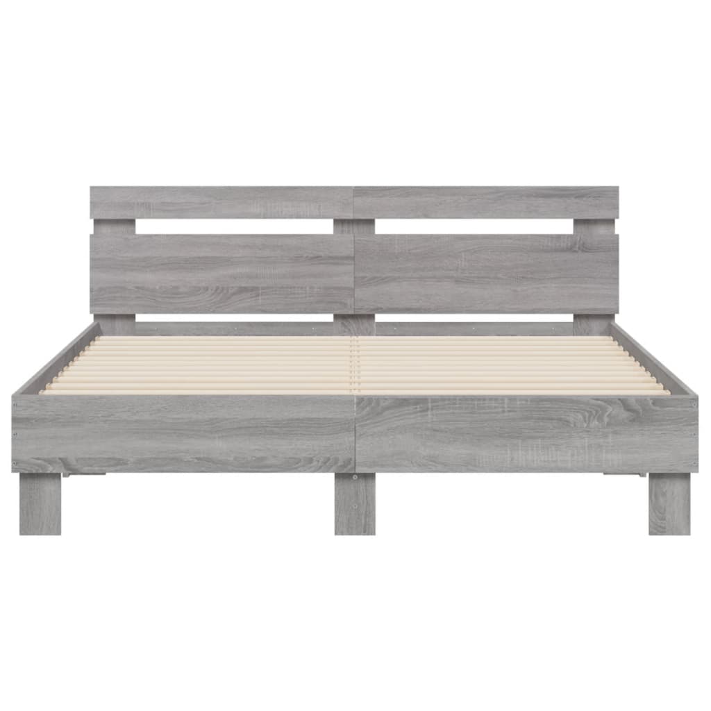 Giroletto Testiera-Struttura Letto Grigio Sonoma 140x200 cm Legno Multistrato 348050