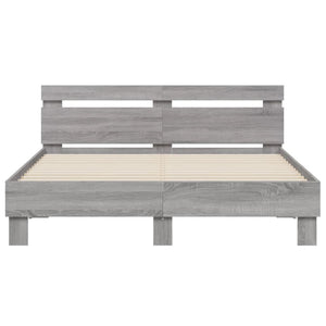 Giroletto Testiera-Struttura Letto Grigio Sonoma 140x200 cm Legno Multistrato 348050