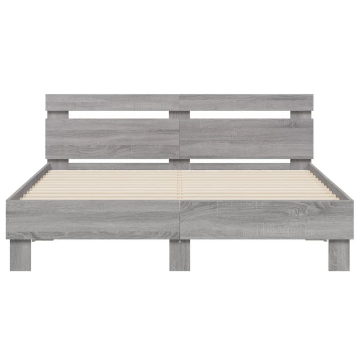 Giroletto Testiera-Struttura Letto Grigio Sonoma 140x200 cm Legno Multistrato 348050