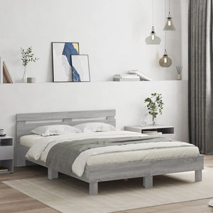 Giroletto Testiera-Struttura Letto Grigio Sonoma 140x200 cm Legno Multistrato 348050