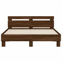 Giroletto Testiera-Struttura Letto Rovere Marrone 140x200 cm Legno Multistrato