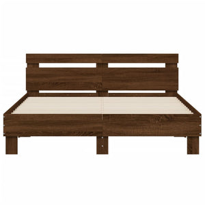 Giroletto Testiera-Struttura Letto Rovere Marrone 140x200 cm Legno Multistrato