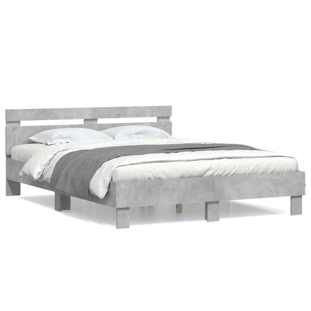 Giroletto Testiera-Struttura Letto Grigio Cemento 140x190 cm Legno Multistrato