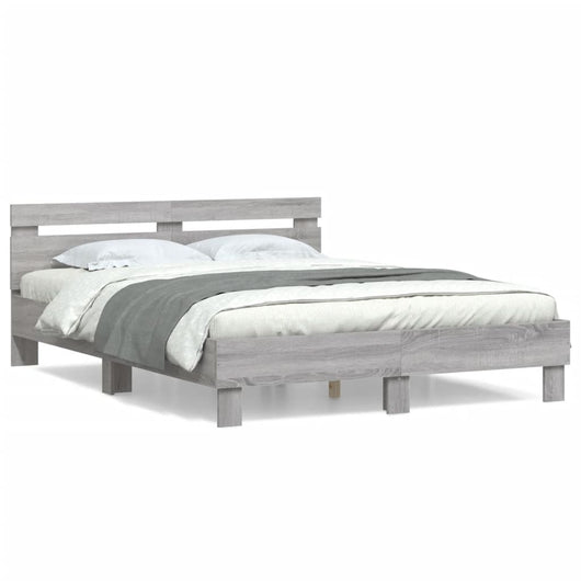 Giroletto Testiera-Struttura Letto Grigio Sonoma 140x190 cm Legno Multistrato