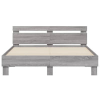 Giroletto Testiera-Struttura Letto Grigio Sonoma 140x190 cm Legno Multistrato