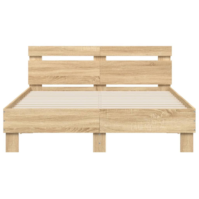 Giroletto Testiera-Struttura Letto Rovere Sonoma 135x190 cm Legno Multistrato 585293