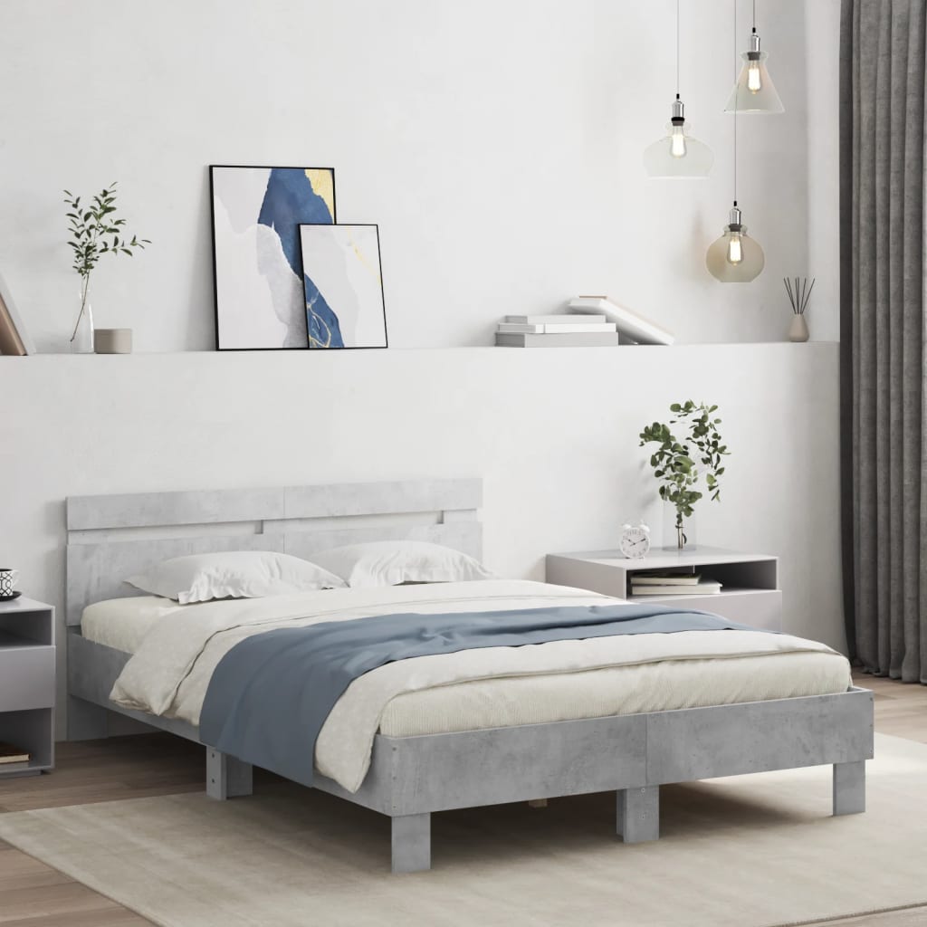 Giroletto Testiera-Struttura Letto Grigio Cemento 120x190 cm Legno Multistrato 426272