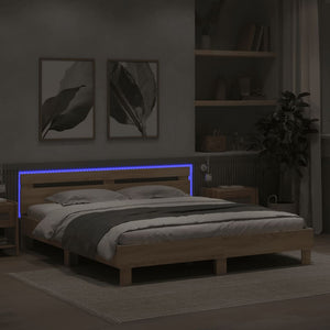 Giroletto con Testiera e LED Rovere Sonoma 200x200 cm 3207520