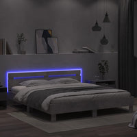Giroletto con Testiera e LED Grigio Cemento 180x200 cm 3207528