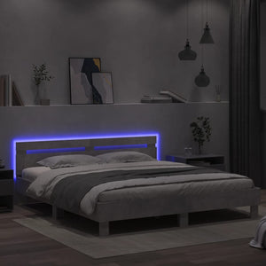Giroletto con Testiera e LED Grigio Cemento 180x200 cm 3207528