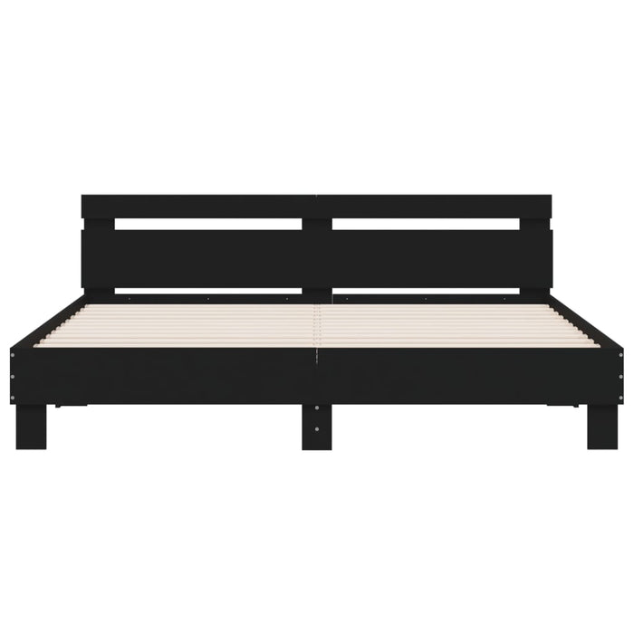 Giroletto con Testiera e LED Nero 160x200 cm 3207533