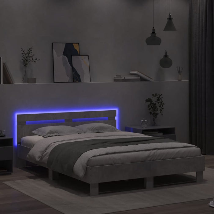 Giroletto con Testiera e LED Grigio Cemento 150x200 cm 3207542