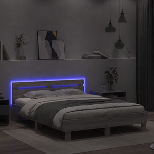 Giroletto con Testiera e LED Grigio Sonoma 150x200 cm 3207544