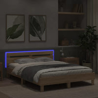 Giroletto con Testiera e LED Rovere Sonoma 140x190 cm 3207562