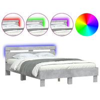 Giroletto con Testiera e LED Grigio Cemento 120x190 cm 3207577