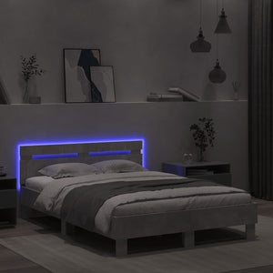 Giroletto con Testiera e LED Grigio Cemento 120x190 cm 3207577