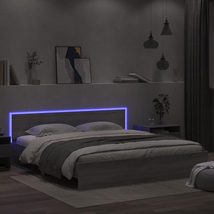 Giroletto con Testiera e LED Grigio Sonoma 200x200 cm 3207586