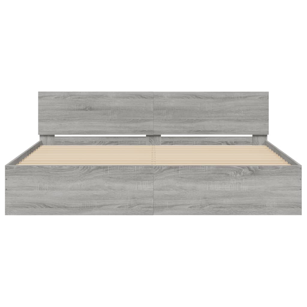 Giroletto con Testiera e LED Grigio Sonoma 180x200 cm 3207593