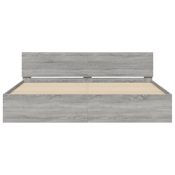 Giroletto con Testiera e LED Grigio Sonoma 180x200 cm 3207593