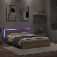 Giroletto con Testiera e LED Rovere Sonoma 150x200 cm 3207604