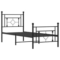 Giroletto con Testiera e Pediera Metallo Nero 75x190 cm 374347