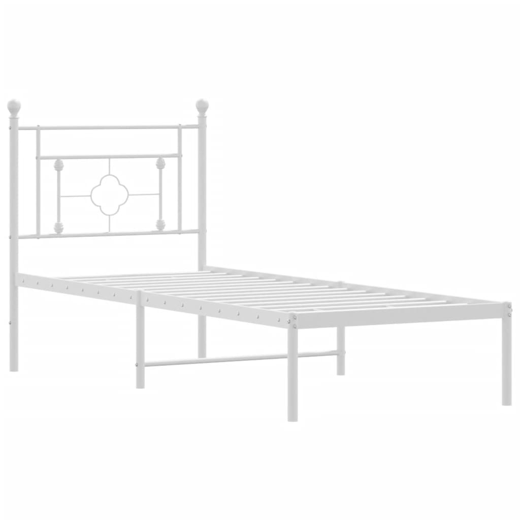 Giroletto senza Materaso con Testiera Metallo Bianco 75x190 cm 374378