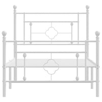 Giroletto con Testiera e Pediera Metallo Bianco 100x200 cm 374401