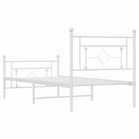 Giroletto con Testiera e Pediera Metallo Bianco 100x200 cm 374401