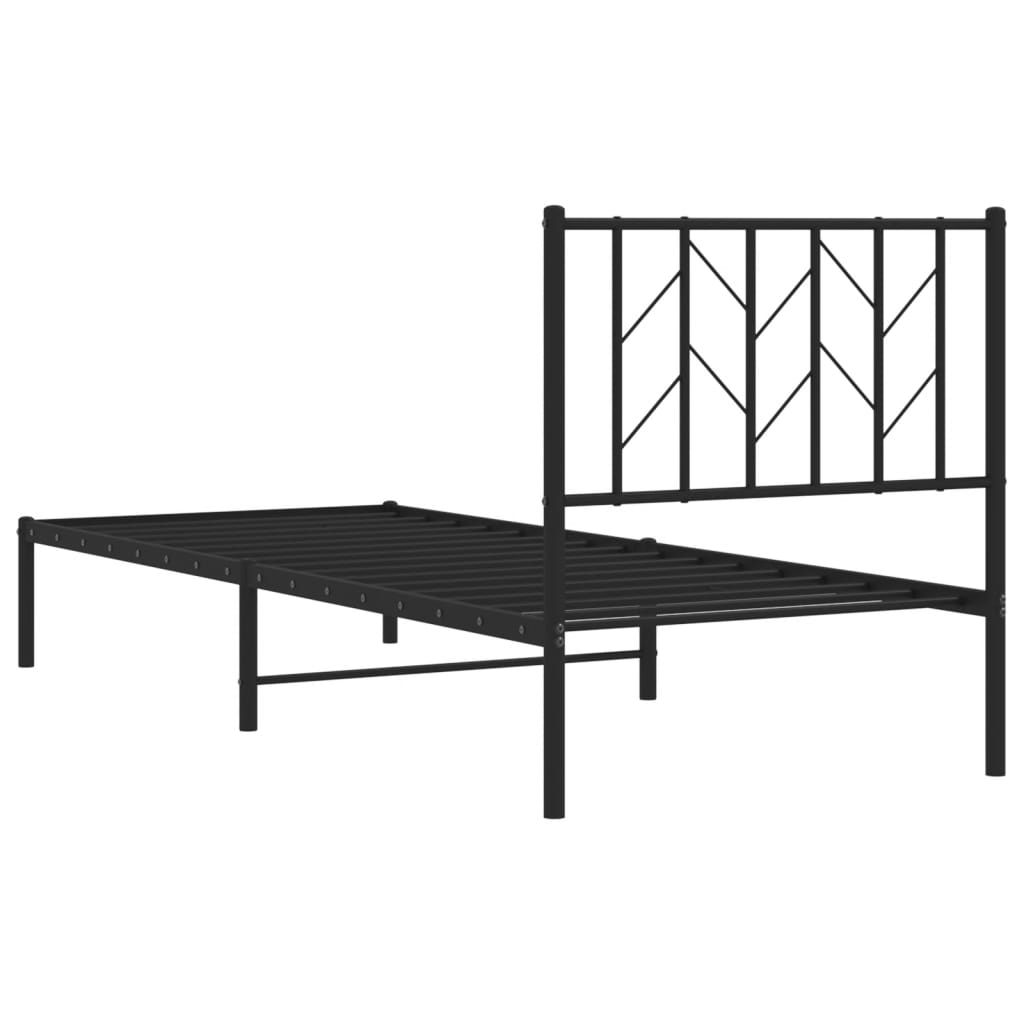 Giroletto con Testiera in Metallo Nero 80x200 cm 374428